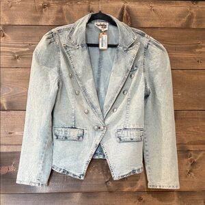 Savanna Jane Light Blue Double-Breasted Jean Jacket